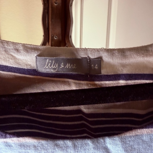 EUC- Lily & Me Striped Linen Blend Midi Dress - Blue, orange, White- Size Small - Picture 2 of 9